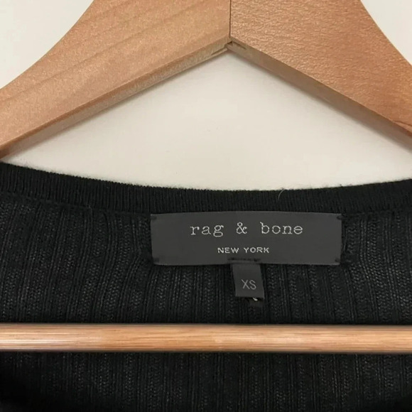 Rag & Bone Black Rib Knit Asymmetrical Wrap Front Sweater Size XS - Picture 3 of 6